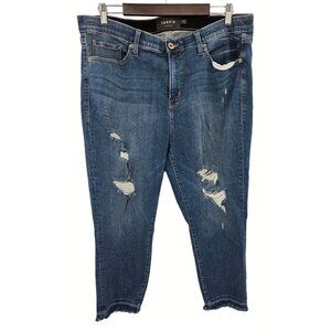 Torrid Sky High Skinny Crop Jeans Sz 20 High Rise Distressed Ripped Stretch Blue